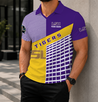 VIRAL EDITION - NEW CUSTOMIZED NCAA CWS07 LST LSU TIGERS POLO SHIRT
