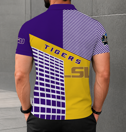 VIRAL EDITION - NEW CUSTOMIZED NCAA CWS07 LST LSU TIGERS POLO SHIRT