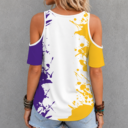 [FAN FAVORITE] NEW CUSTOMIZED NCAA CWS07 LST LSU TIGERS CRISS CROSS V-NECK TOP