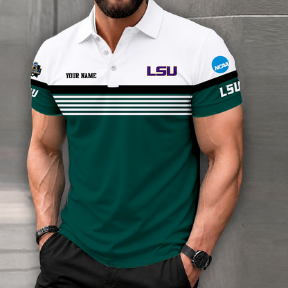 LIMITED EDITION - NEW CUSTOMIZED NCAA CWS07 LST LSU TIGERS POLO SHIRT