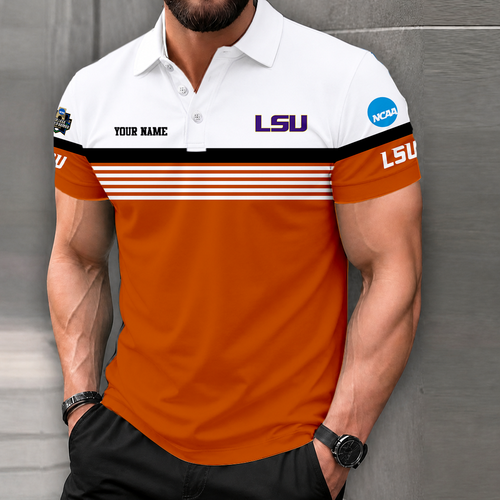 LIMITED EDITION - NEW CUSTOMIZED NCAA CWS07 LST LSU TIGERS POLO SHIRT