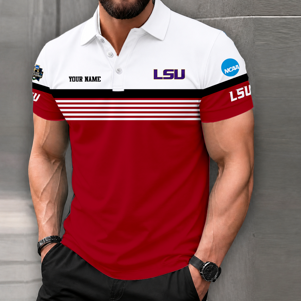 LIMITED EDITION - NEW CUSTOMIZED NCAA CWS07 LST LSU TIGERS POLO SHIRT