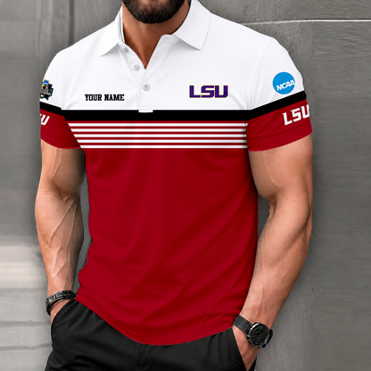 LIMITED EDITION - NEW CUSTOMIZED NCAA CWS07 LST LSU TIGERS POLO SHIRT