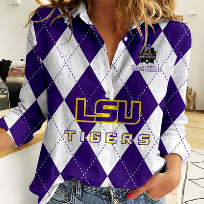 LIMITED DROP - NEW CUSTOMIZED | NCAA CWS07 LST LSU TIGERS WOMEN CASUAL SHIRT FOR FAN