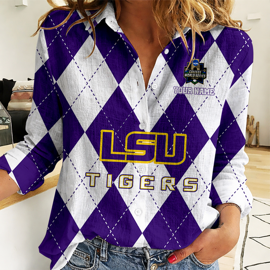 LIMITED DROP - NEW CUSTOMIZED | NCAA CWS07 LST LSU TIGERS WOMEN CASUAL SHIRT FOR FAN