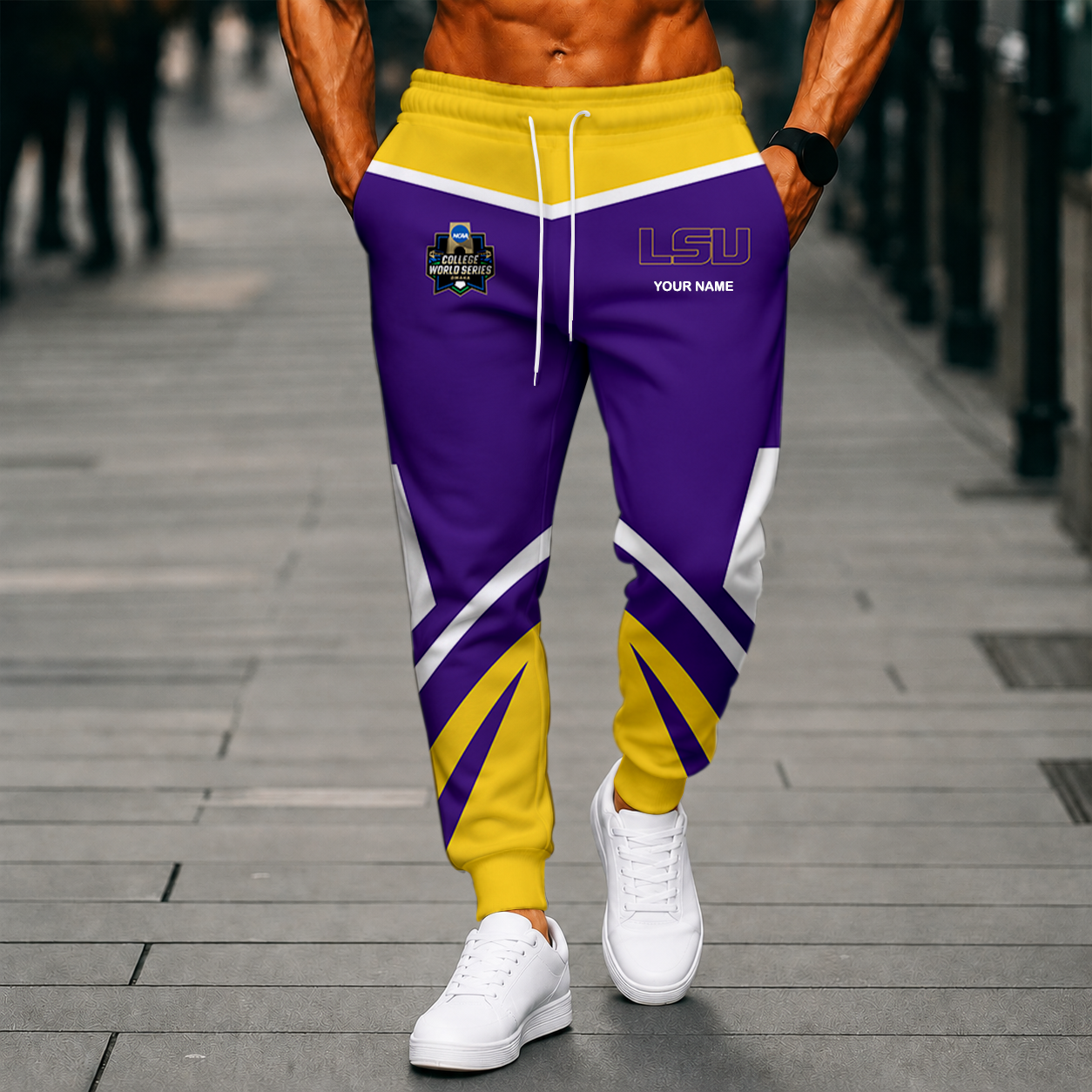 LIMITED EDITION - NEW CUSTOMIZED NCAA CWS07 LST LSU TIGERS SWEATPANTS