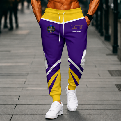 LIMITED EDITION - NEW CUSTOMIZED NCAA CWS07 LST LSU TIGERS SWEATPANTS