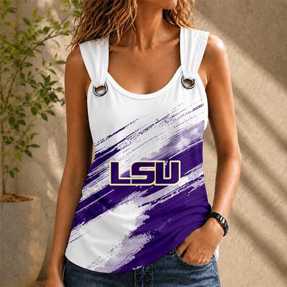 [FAN FAVORITE] NEW CUSTOMIZED NCAA CWS07 LST LSU TIGERS O-RING SHOULDER TANK TOP