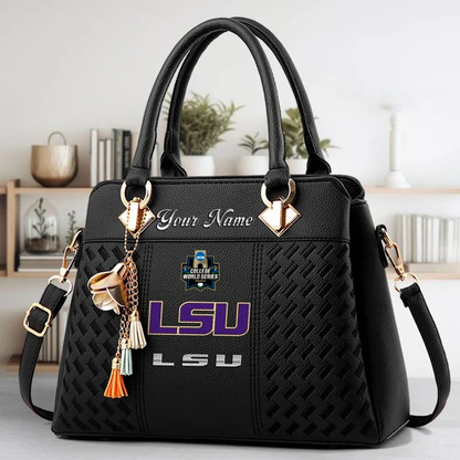 LIMITED EDITION - NEW CUSTOMIZED NCAA CWS07 LST LSU TIGERS ZIP HANDBAG MULTICOLOR