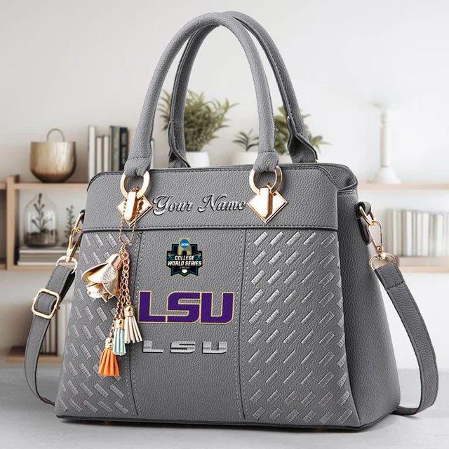 LIMITED EDITION - NEW CUSTOMIZED NCAA CWS07 LST LSU TIGERS ZIP HANDBAG MULTICOLOR