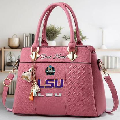 LIMITED EDITION - NEW CUSTOMIZED NCAA CWS07 LST LSU TIGERS ZIP HANDBAG MULTICOLOR