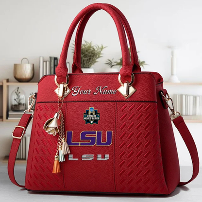 LIMITED EDITION - NEW CUSTOMIZED NCAA CWS07 LST LSU TIGERS ZIP HANDBAG MULTICOLOR