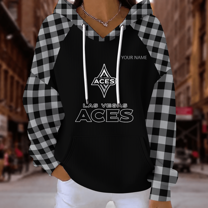 [FAN FAVORITE] NEW CUSTOMIZED WNBA07 LVA LAS VEGAS ACES RIBBED HOODIE & SWEATSHIRT