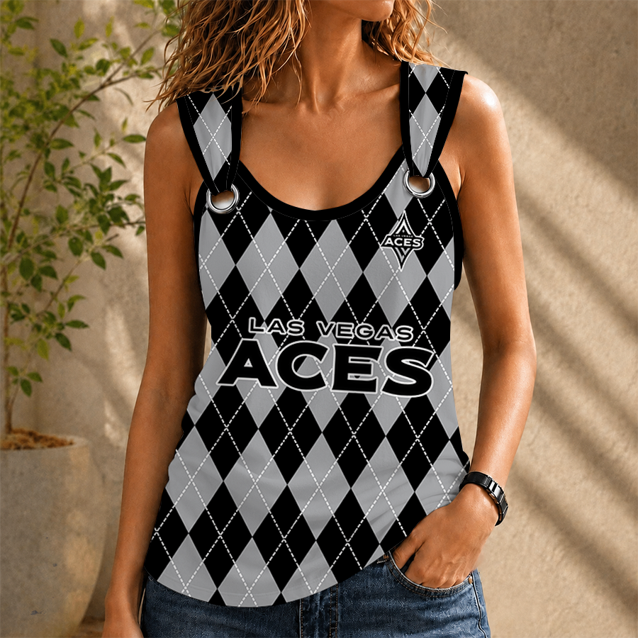 [FAN FAVORITE] NEW CUSTOMIZED WNBA07 LVA LAS VEGAS ACES O-RING SHOULDER TANK TOP
