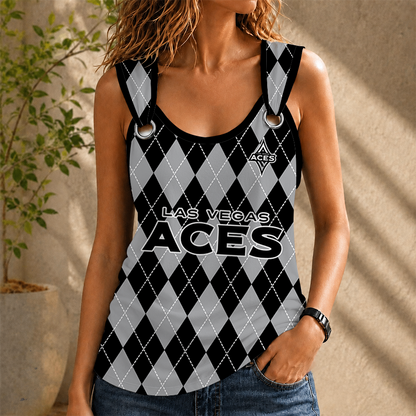[FAN FAVORITE] NEW CUSTOMIZED WNBA07 LVA LAS VEGAS ACES O-RING SHOULDER TANK TOP