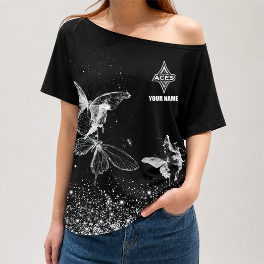 [FAN FAVORITE] NEW CUSTOMIZED WNBA07 LVA LAS VEGAS ACES OFF-SHOULDER SHIRT
