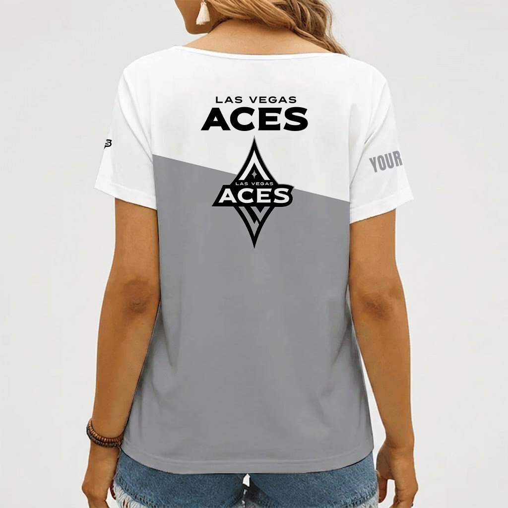 [FAN FAVORITE] NEW CUSTOMIZED WNBA07 LVA LAS VEGAS ACES V-NECK FEMALE SHIRT