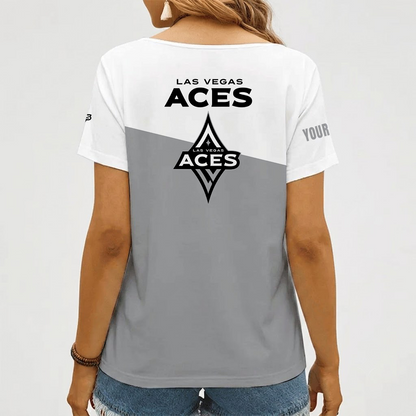 [FAN FAVORITE] NEW CUSTOMIZED WNBA07 LVA LAS VEGAS ACES V-NECK FEMALE SHIRT