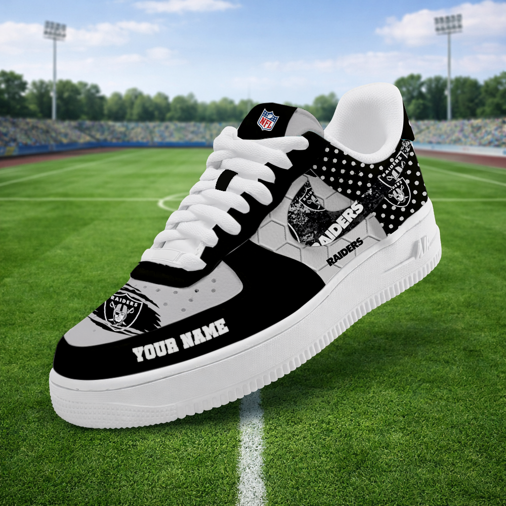 LIMITED EDITION - NEW CUSTOMIZED NFL07 LVR LAS VEGAS RAIDERS AF1 SNEAKERS