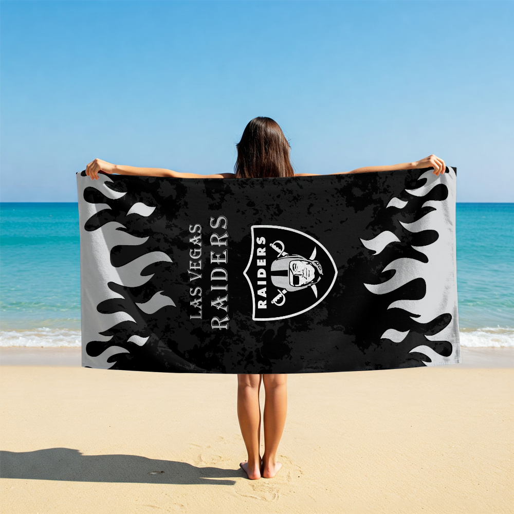LIMITED EDITION - NEW CUSTOMIZED NFL07 LVR LAS VEGAS RAIDERS BEACH TOWEL FOR FAN