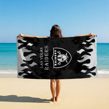 LIMITED EDITION - NEW CUSTOMIZED NFL07 LVR LAS VEGAS RAIDERS BEACH TOWEL FOR FAN