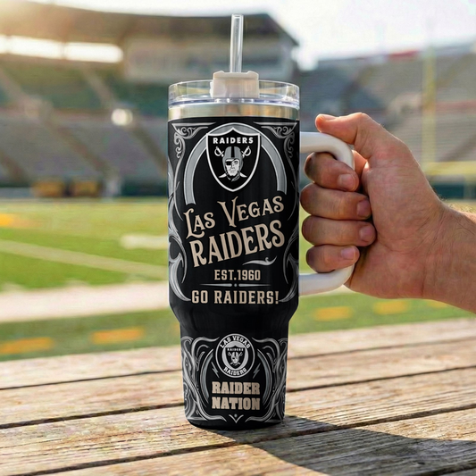 LIMITED EDITION - NEW CUSTOMIZED NFL07 LVR LAS VEGAS RAIDERS 40OZ TUMBLER