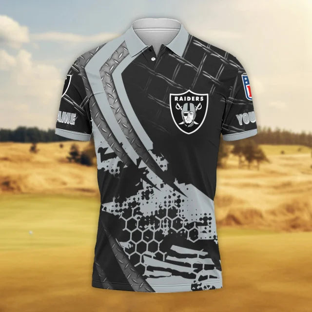 LIMITED EDITION - NEW CUSTOMIZED NFL07 LVR LAS VEGAS RAIDERS POLO SHIRT