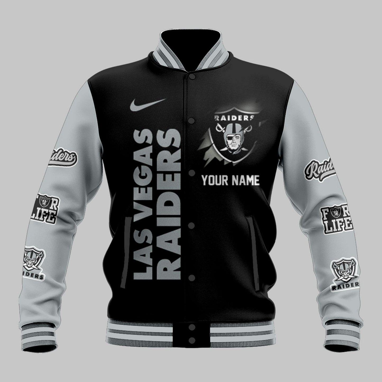 LIMITED EDITION - NEW CUSTOMIZED NFL07 LVR LAS VEGAS RAIDERS BASEBALL JACKET