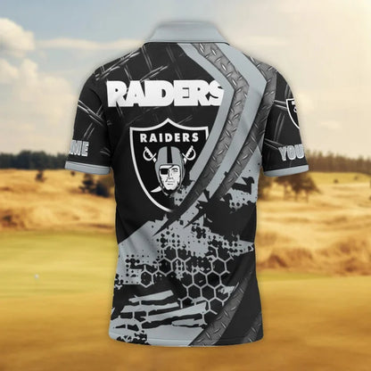 LIMITED EDITION - NEW CUSTOMIZED NFL07 LVR LAS VEGAS RAIDERS POLO SHIRT