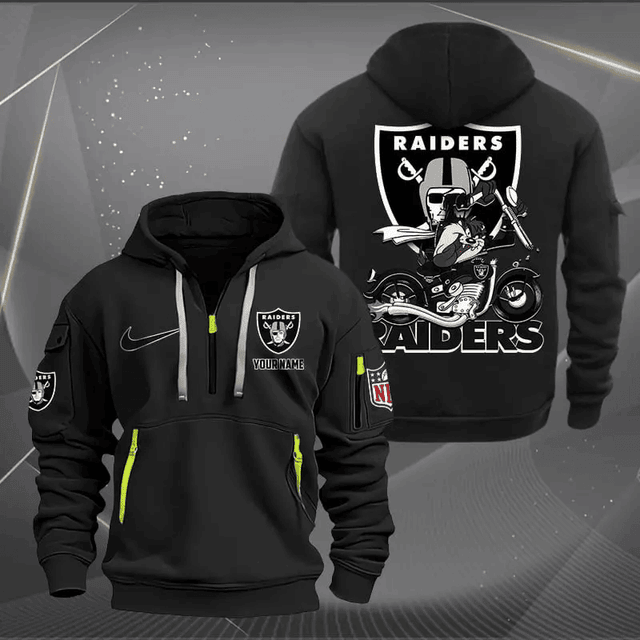 [SPECIAL OFFER] NEW CUSTOMIZED NFL07 LVR LAS VEGAS RAIDERS MUTICOLOR QUARTER ZIP HOODIE