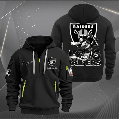[SPECIAL OFFER] NEW CUSTOMIZED NFL07 LVR LAS VEGAS RAIDERS MUTICOLOR QUARTER ZIP HOODIE
