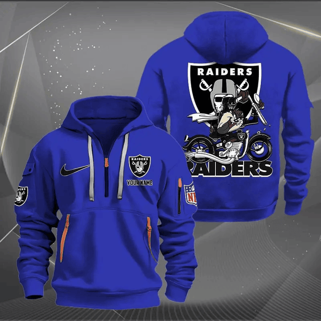 [SPECIAL OFFER] NEW CUSTOMIZED NFL07 LVR LAS VEGAS RAIDERS MUTICOLOR QUARTER ZIP HOODIE