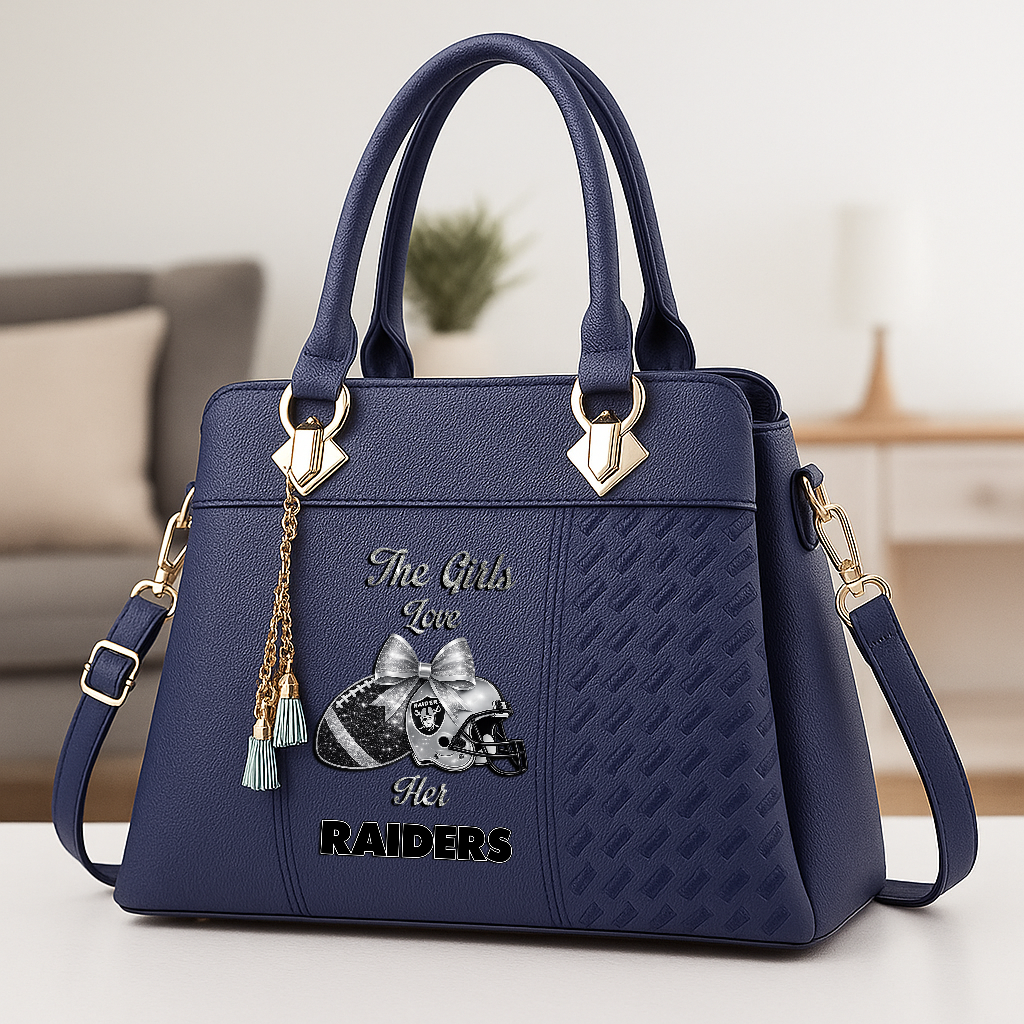 LIMITED EDITION - NEW CUSTOMIZED NFL07 LVR LAS VEGAS RAIDERS WOMEN'S ZIP HANDBAG MULTICOLOR
