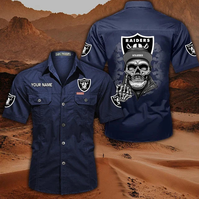 [SPECIAL OFFER] NEW CUSTOMIZED NFL07 LVR LAS VEGAS RAIDERS MUTICOLOR MEN'S CARGO SHIRT