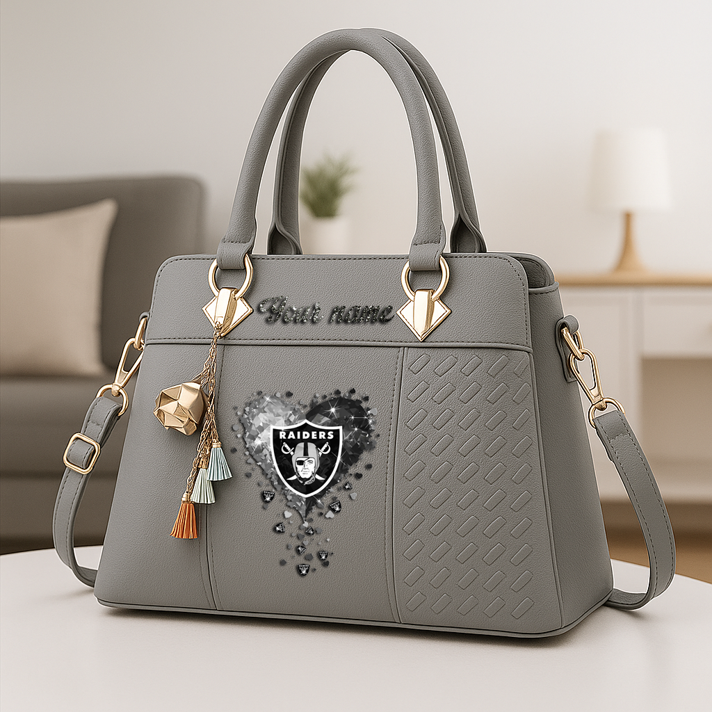LIMITED EDITION - NEW CUSTOMIZED NFL07 LVR LAS VEGAS RAIDERS ZIP HANDBAG MULTICOLOR