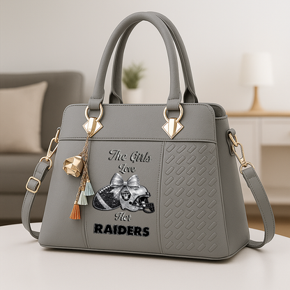 LIMITED EDITION - NEW CUSTOMIZED NFL07 LVR LAS VEGAS RAIDERS WOMEN'S ZIP HANDBAG MULTICOLOR