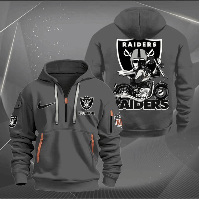 [SPECIAL OFFER] NEW CUSTOMIZED NFL07 LVR LAS VEGAS RAIDERS MUTICOLOR QUARTER ZIP HOODIE