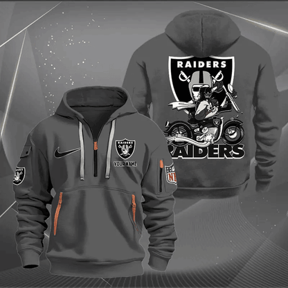 [SPECIAL OFFER] NEW CUSTOMIZED NFL07 LVR LAS VEGAS RAIDERS MUTICOLOR QUARTER ZIP HOODIE
