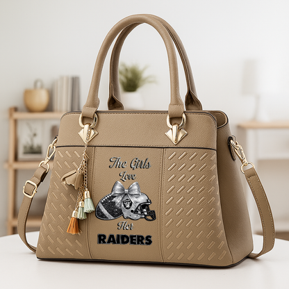 LIMITED EDITION - NEW CUSTOMIZED NFL07 LVR LAS VEGAS RAIDERS WOMEN'S ZIP HANDBAG MULTICOLOR