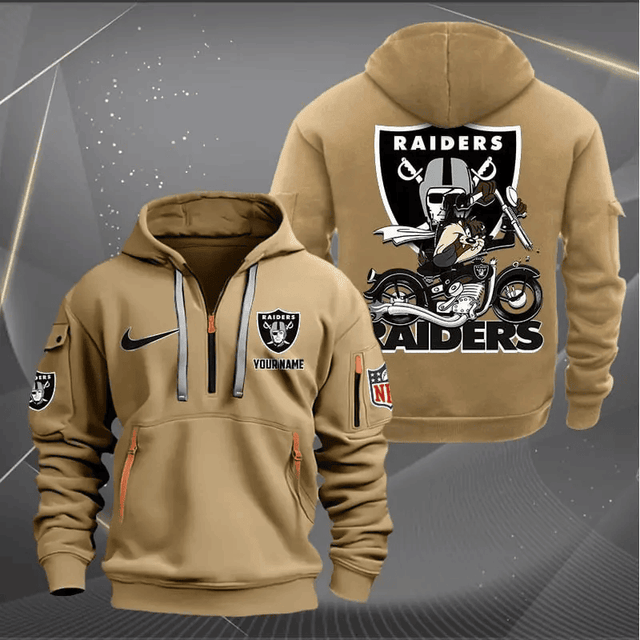 [SPECIAL OFFER] NEW CUSTOMIZED NFL07 LVR LAS VEGAS RAIDERS MUTICOLOR QUARTER ZIP HOODIE