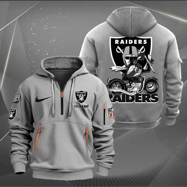 [SPECIAL OFFER] NEW CUSTOMIZED NFL07 LVR LAS VEGAS RAIDERS MUTICOLOR QUARTER ZIP HOODIE