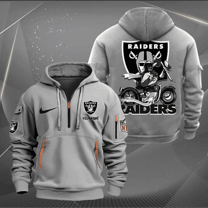 [SPECIAL OFFER] NEW CUSTOMIZED NFL07 LVR LAS VEGAS RAIDERS MUTICOLOR QUARTER ZIP HOODIE