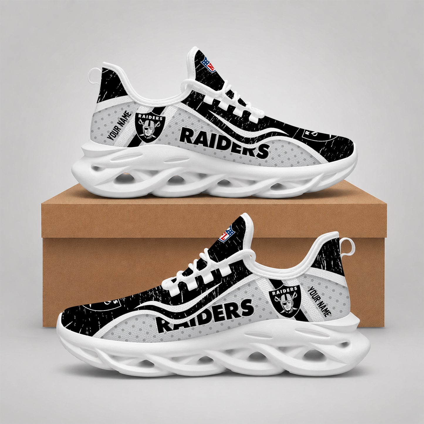 SPECIAL EDITION - NEW CUSTOMIZED NFL07 LVR LAS VEGAS RAIDERS MAX SOUL SHOES