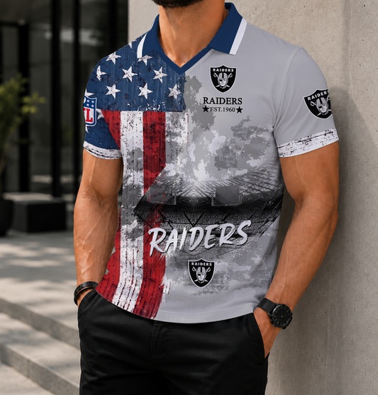 SPECIAL EDITION - NEW CUSTOMIZED NFL07 LVR LAS VEGAS RAIDERS POLO SHIRT