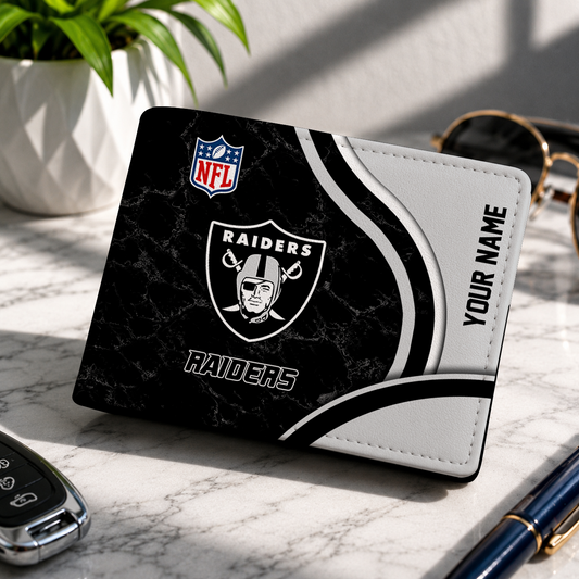 MEGA SALE - NEW CUSTOMIZED NFL07 LVR LAS VEGAS RAIDERS LEATHER WALLET