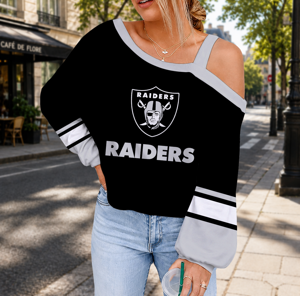 SPECIAL EDITION - NEW CUSTOMIZED NFL07 LVR LAS VEGAS RAIDERS DROP SHOULDER SWEATSHIRT