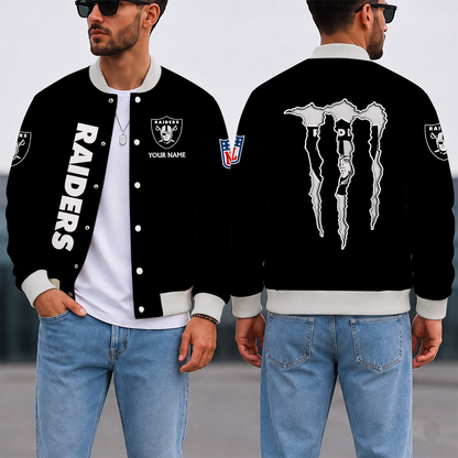 LIMITED EDITION - NEW CUSTOMIZED NFL07 LVR LAS VEGAS RAIDERS SATIN VARSITY & BASEBALL JACKET