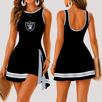 [SPECIAL OFFER] NEW CUSTOMIZED NFL07 LVR LAS VEGAS RAIDERS WOMEN'S SUMMER SKORT DRESS