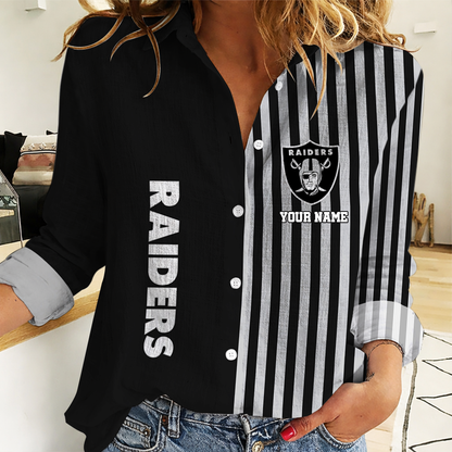 ELITE EDITION - NEW CUSTOMIZED NFL07 LVR LAS VEGAS RAIDERS WOMEN CASUAL SHIRT