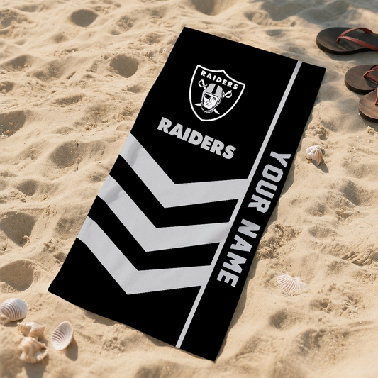 SPECIAL EDITION - NEW CUSTOMIZED NFL07 LVR LAS VEGAS RAIDERS BEACH TOWEL